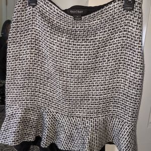 Black and white tweed mid-length work skirt
